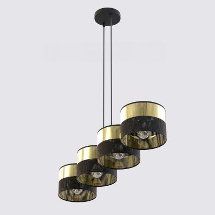 LUX cable-hung chandelier 4xE27/15W/230V black/gold
