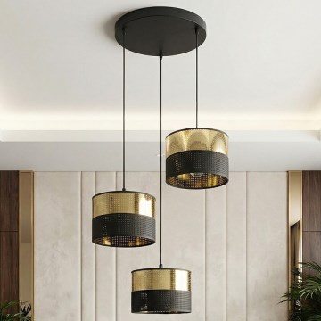 LUX cable pendant chandelier 3xE27/15W/230V black/gold