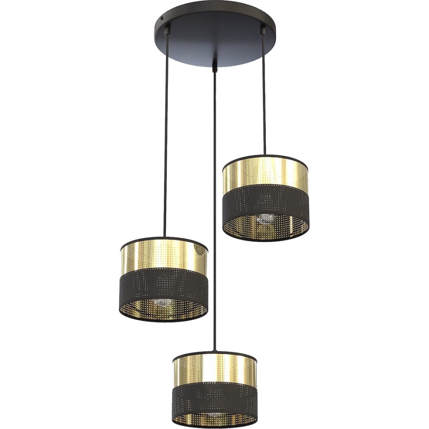 LUX cable pendant chandelier 3xE27/15W/230V black/gold