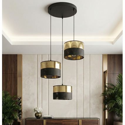 LUX cable pendant chandelier 3xE27/15W/230V black/gold