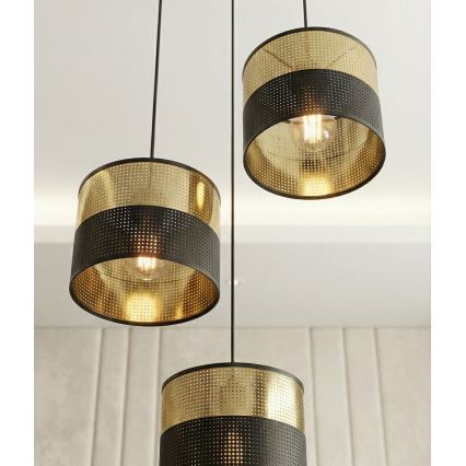 LUX cable pendant chandelier 3xE27/15W/230V black/gold