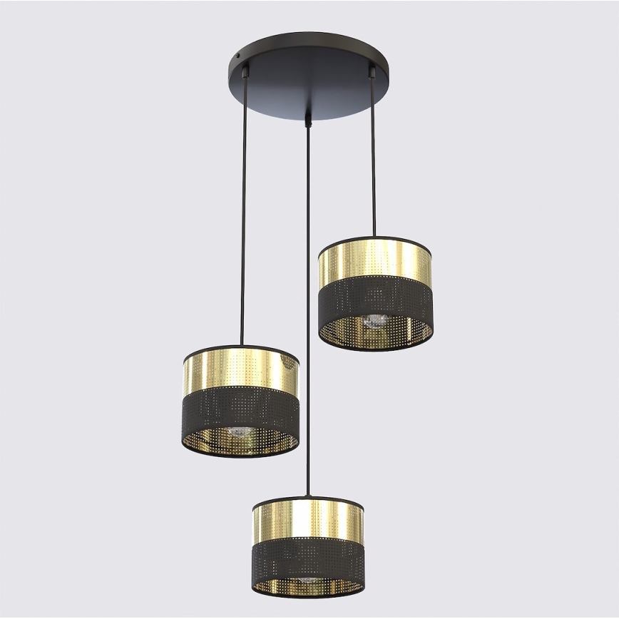 LUX cable pendant chandelier 3xE27/15W/230V black/gold