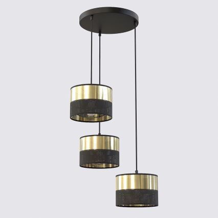 LUX cable pendant chandelier 3xE27/15W/230V black/gold