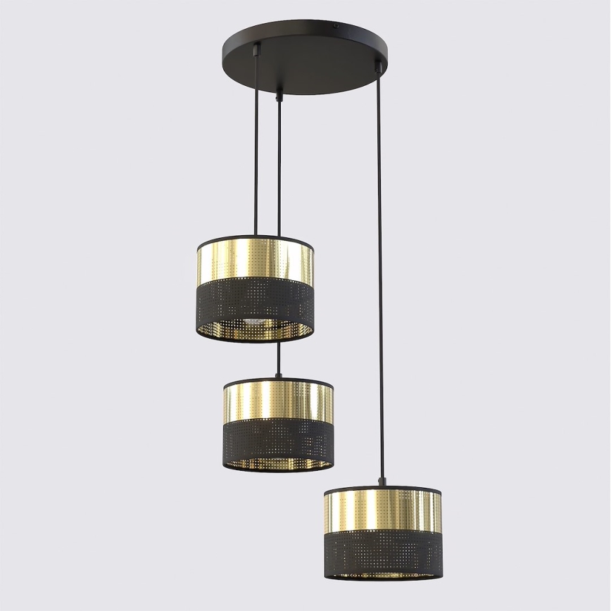 LUX cable pendant chandelier 3xE27/15W/230V black/gold