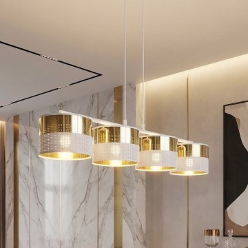 LUX cable pendant chandelier 4xE27/15W/230V White/Gold