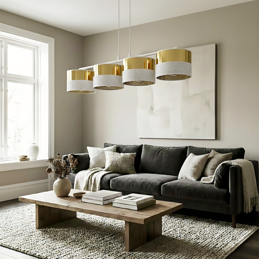 LUX cable pendant chandelier 4xE27/15W/230V White/Gold