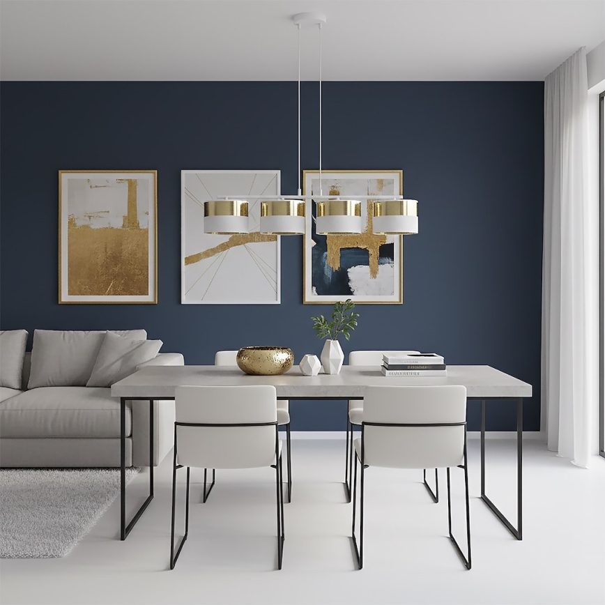 LUX cable pendant chandelier 4xE27/15W/230V White/Gold