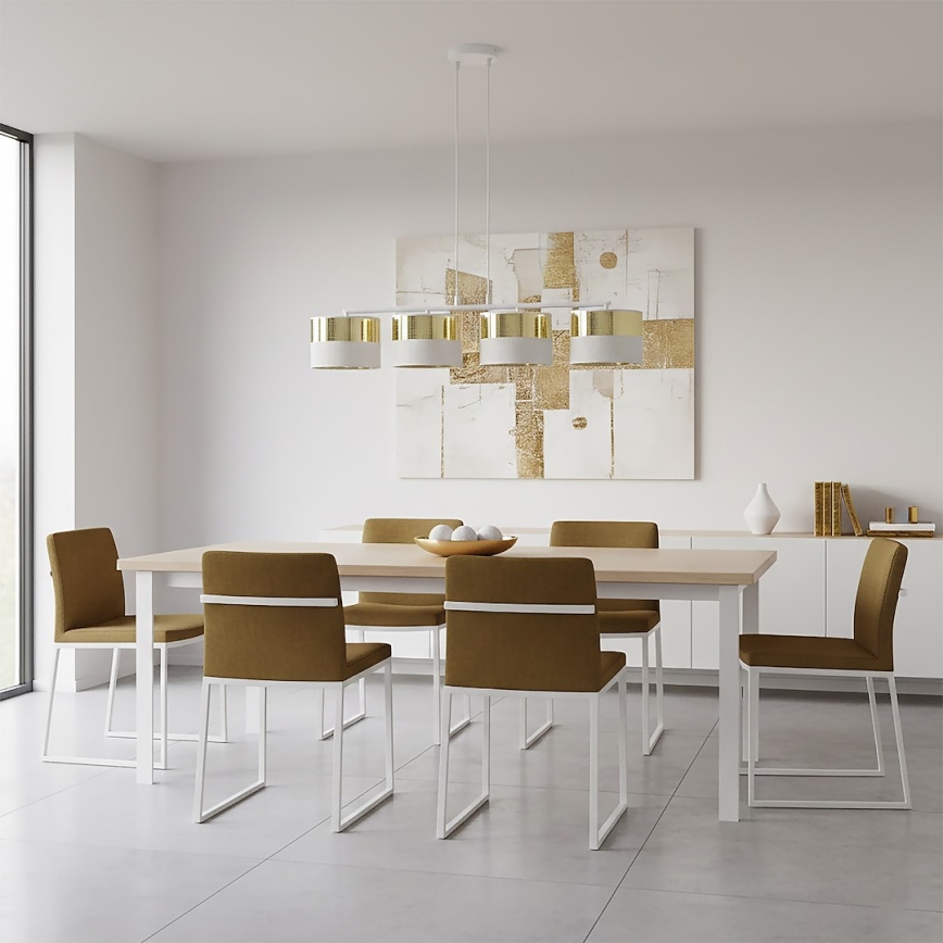 LUX cable pendant chandelier 4xE27/15W/230V White/Gold