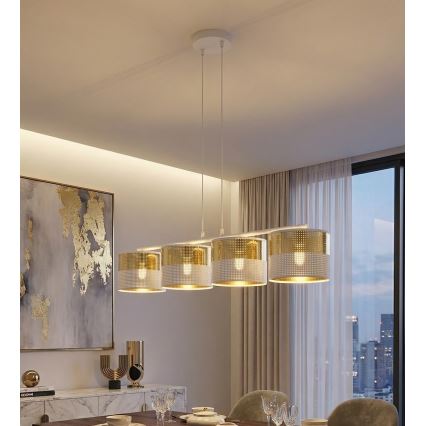 LUX cable pendant chandelier 4xE27/15W/230V White/Gold