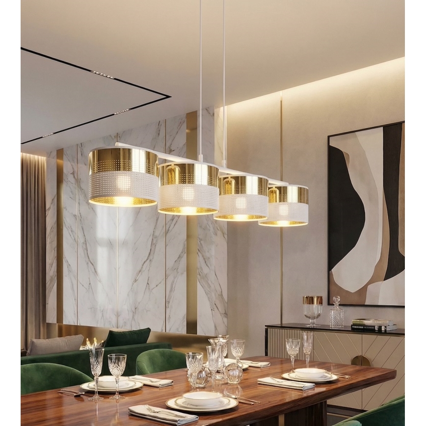 LUX cable pendant chandelier 4xE27/15W/230V White/Gold