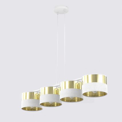 LUX cable pendant chandelier 4xE27/15W/230V White/Gold