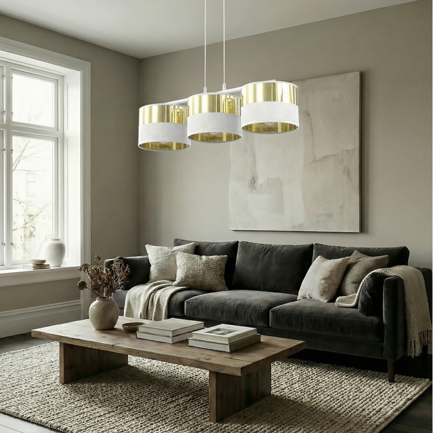 LUX Cable Pendant Light 3xE27/15W/230V White/Gold