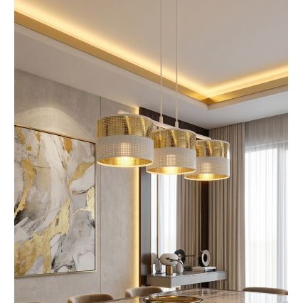 LUX Cable Pendant Light 3xE27/15W/230V White/Gold