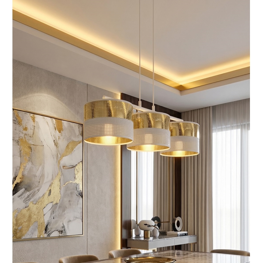 LUX Cable Pendant Light 3xE27/15W/230V White/Gold