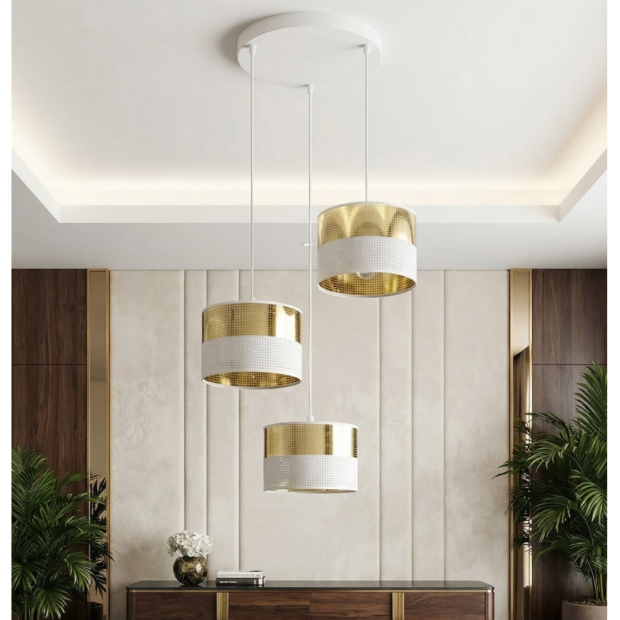 LUX Cable Pendant Light 3xE27/15W/230V White/Gold