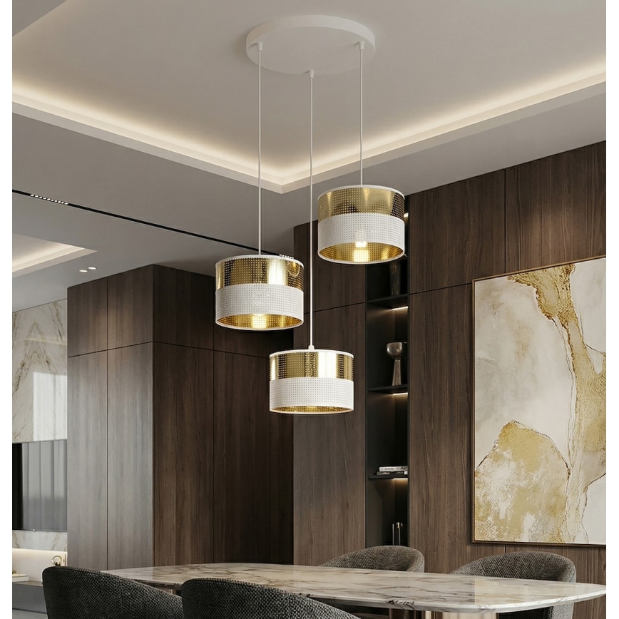 LUX Cable Pendant Light 3xE27/15W/230V White/Gold