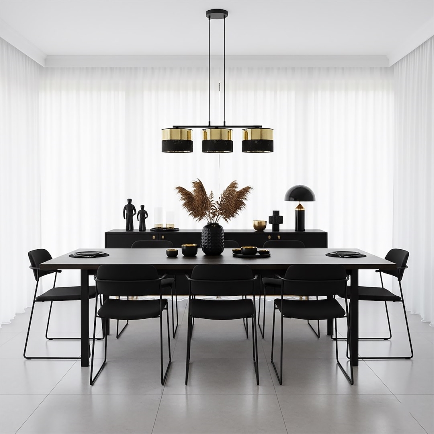 LUX Cable Pendant Light, 3×E27, 15W, 230V — Black/Gold