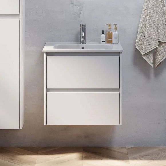 LYKE 60 cm White Bathroom Cabinet with Basin
