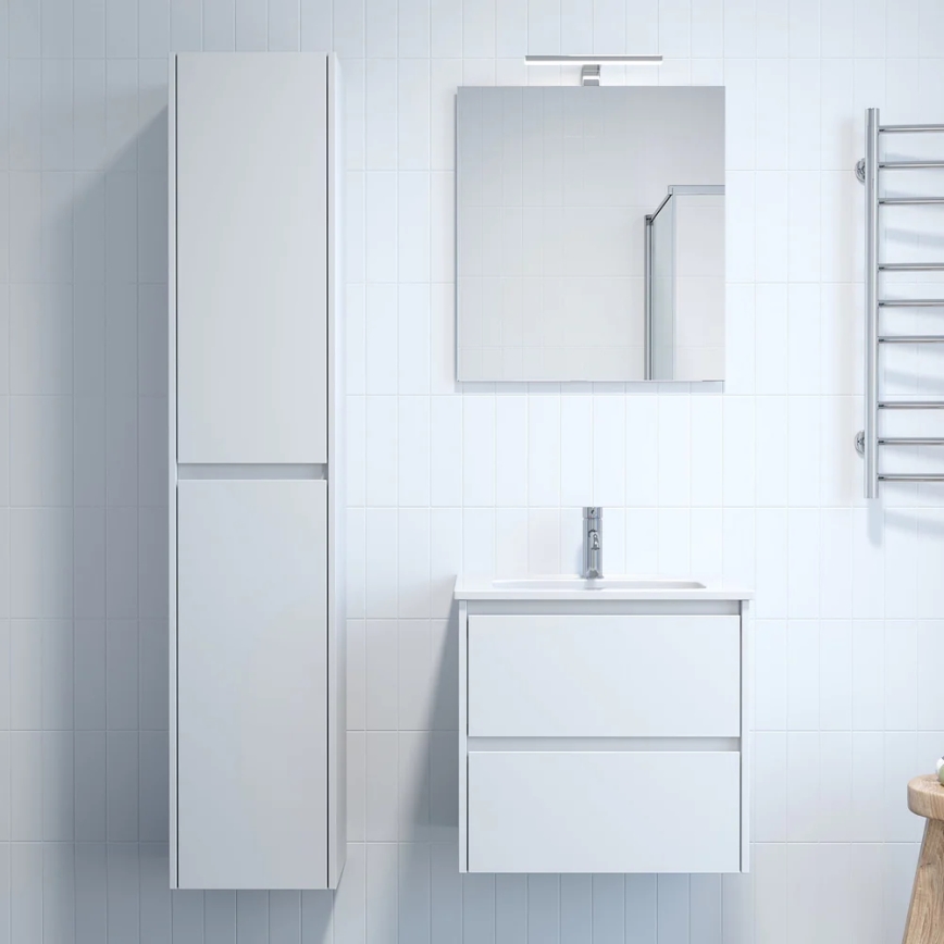LYKE 60 cm White Bathroom Cabinet with Basin
