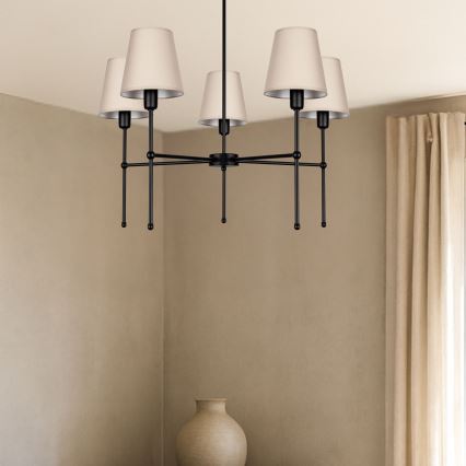 MADELA Rod Chandelier 5xE14/40W/230V, Beige/Black