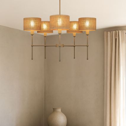 MADELA rod chandelier 5xE14/40W/230V jute/beige