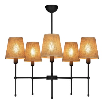 MADELA rod chandelier 5xE14/40W/230V jute/black