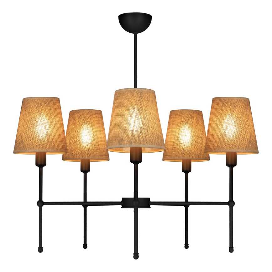 MADELA rod chandelier 5xE14/40W/230V jute/black