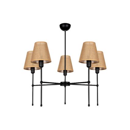 MADELA rod chandelier 5xE14/40W/230V jute/black