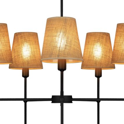 MADELA rod chandelier 5xE14/40W/230V jute/black