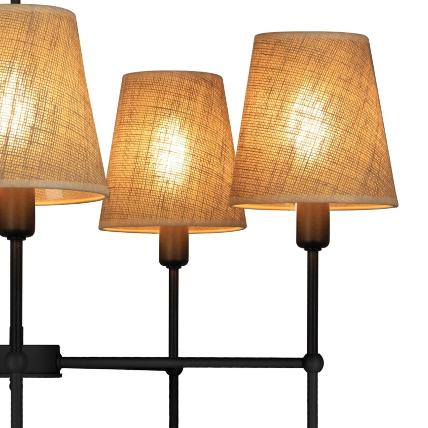 MADELA rod chandelier 5xE14/40W/230V jute/black