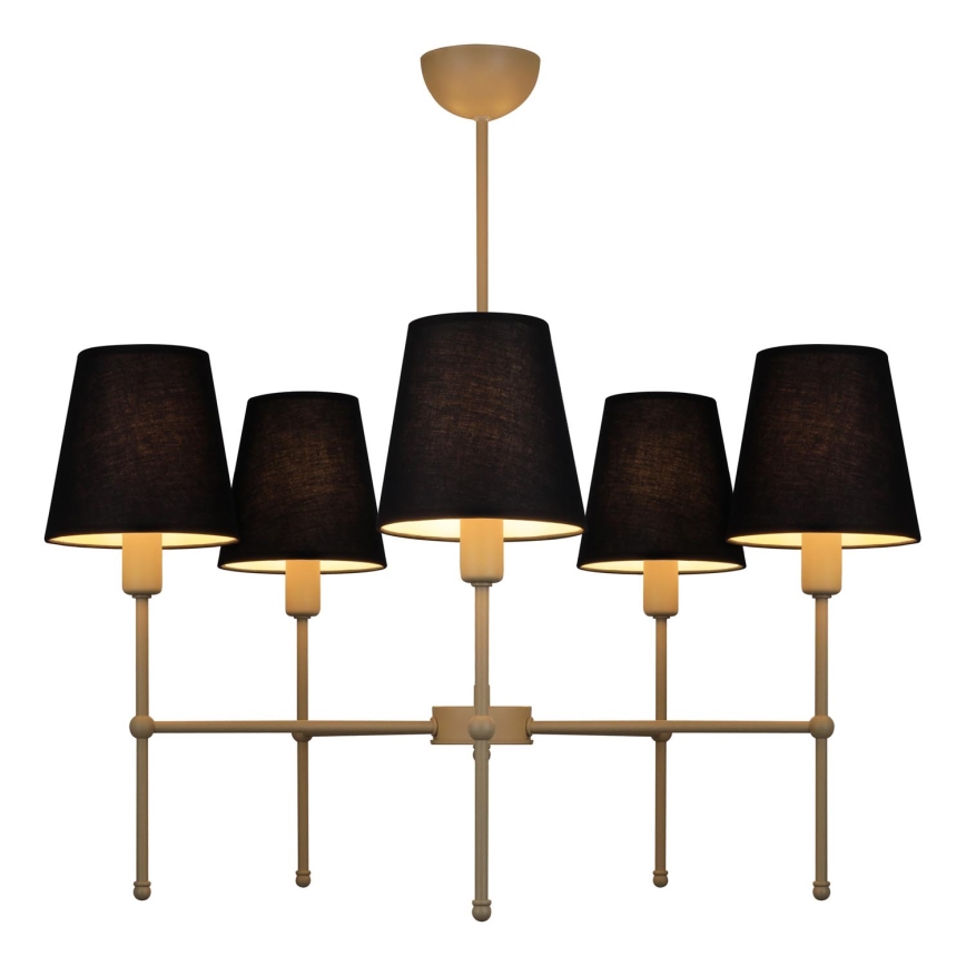 MADELA Rod-Mounted Chandelier 5xE14/40W/230V Black/Beige