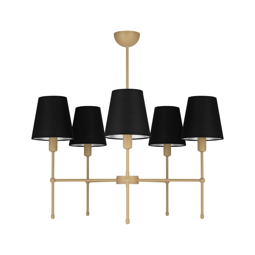 MADELA Rod-Mounted Chandelier 5xE14/40W/230V Black/Beige