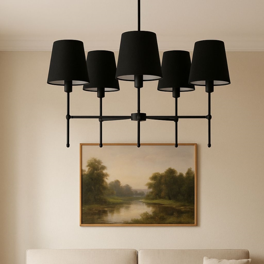 MADELA Rod-Mounted Chandelier 5xE14/40W/230V Black