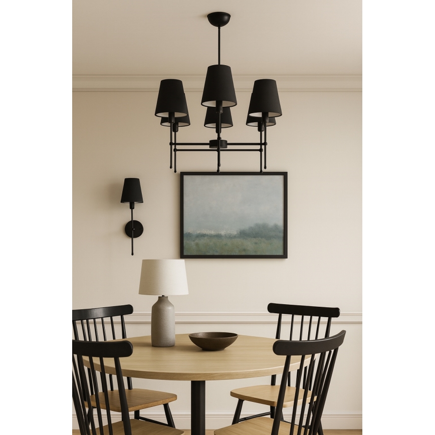 MADELA Rod-Mounted Chandelier 5xE14/40W/230V Black