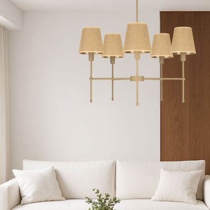MADELA Rod Pendant Light 5xE14/40W/230V jute/beige