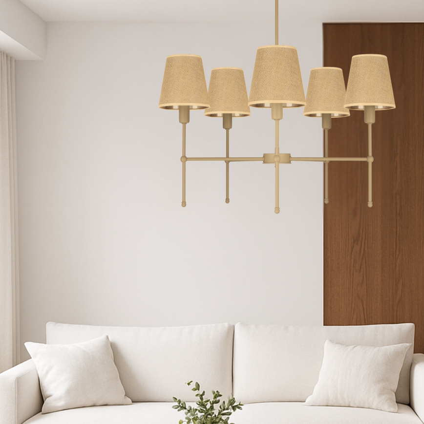 MADELA Rod Pendant Light 5xE14/40W/230V jute/beige
