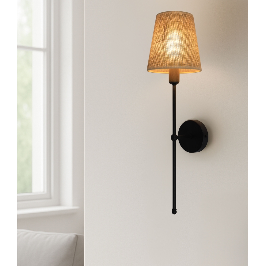 MADELA Wall Lamp 1xE14/40W/230V Jute/Black