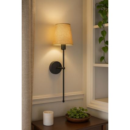 MADELA Wall Lamp 1xE14/40W/230V Jute/Black