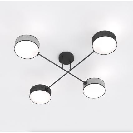 MAGA Flush-Mounted Chandelier 4×E14/10W/230V Black/Grey