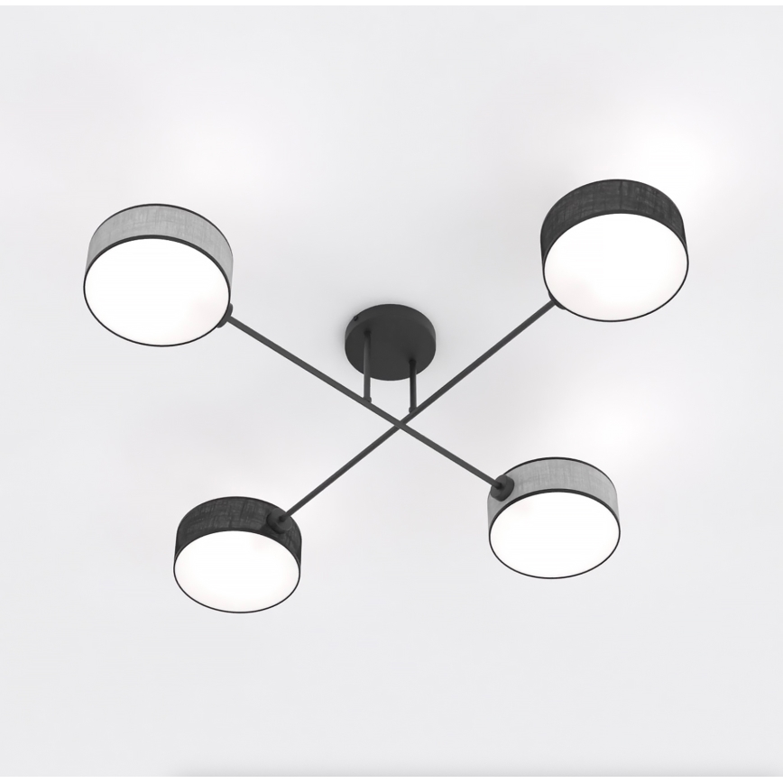 MAGA Flush-Mounted Chandelier 4×E14/10W/230V Black/Grey