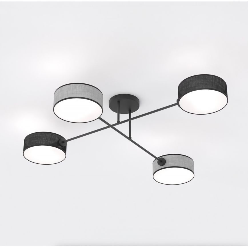 MAGA Flush-Mounted Chandelier 4×E14/10W/230V Black/Grey