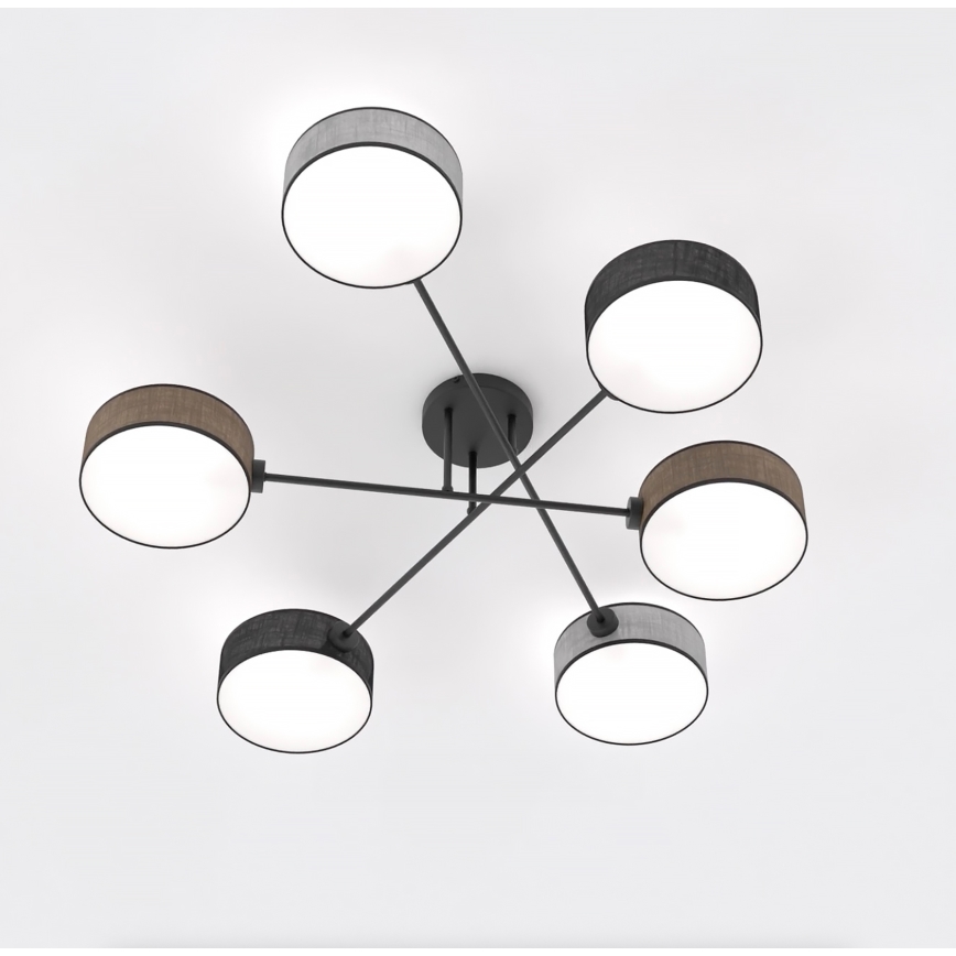 MAGA flush-mounted chandelier 6xE14/10W/230V black/brown/grey