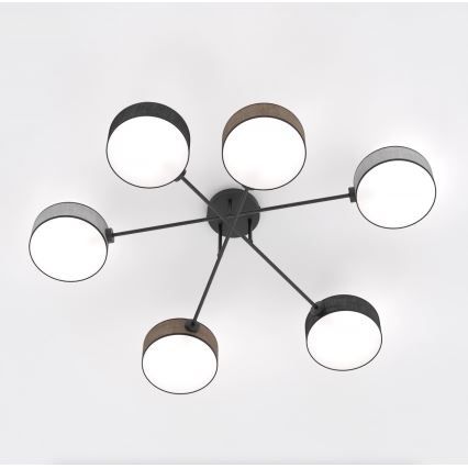 MAGA flush-mounted chandelier 6xE14/10W/230V black/brown/grey