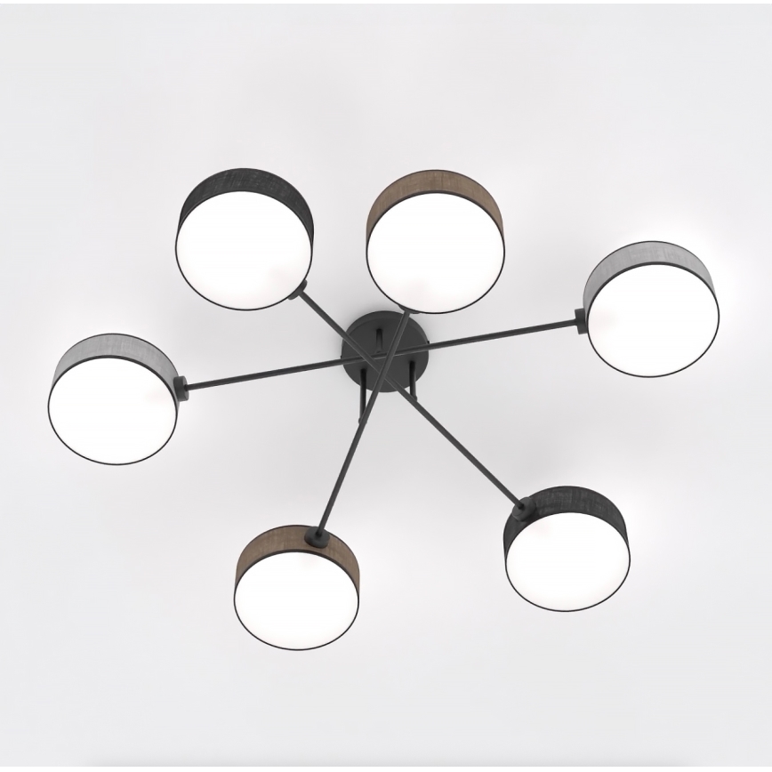 MAGA flush-mounted chandelier 6xE14/10W/230V black/brown/grey