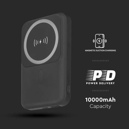 Magnetic Power Bank with wireless charging Power Delivery 10 000mAh/20W/3,7V black