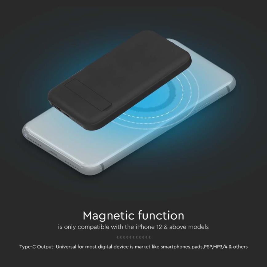 Magnetic Power Bank with wireless charging Power Delivery 10 000mAh/20W/3,7V black