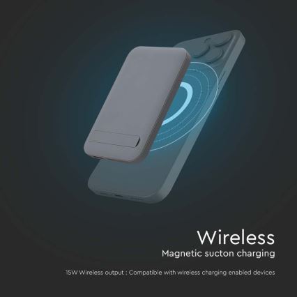 Magnetic Power Bank with wireless charging Power Delivery 10 000mAh/20W/3,7V grey