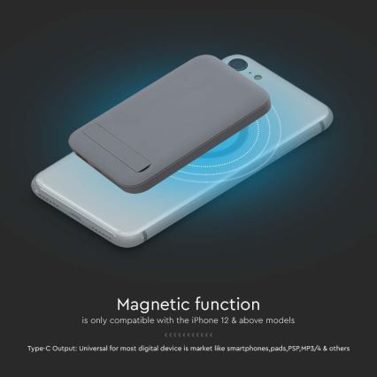 Magnetic Power Bank with wireless charging Power Delivery 10 000mAh/20W/3,7V grey
