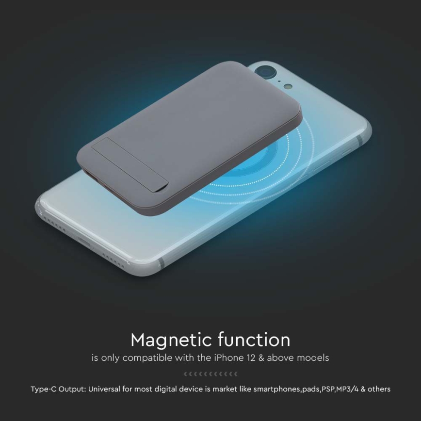 Magnetic Power Bank with wireless charging Power Delivery 10 000mAh/20W/3,7V grey