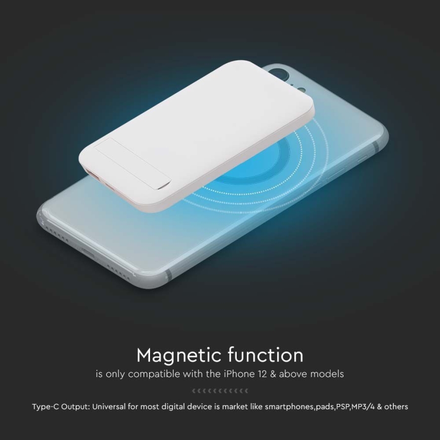 Magnetic Power Bank with wireless charging Power Delivery 10 000mAh/20W/3,7V white